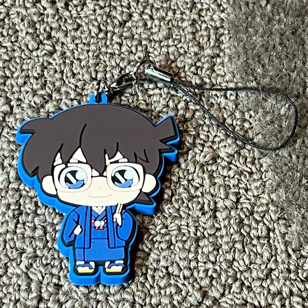 Detective Conan Case Closed Conan Edogawa Rubber Keychain Phone Strap Anime